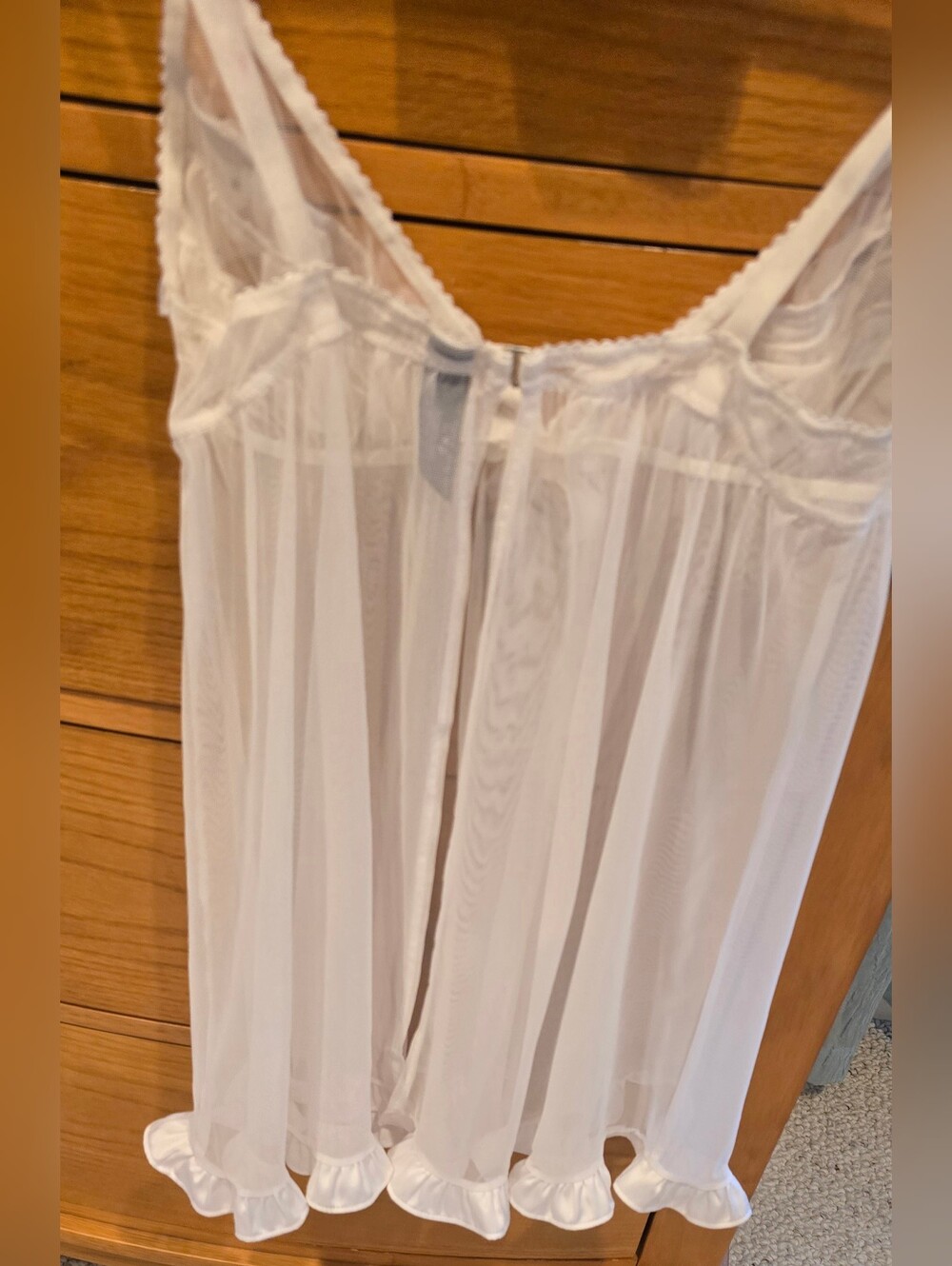 Sexy Little Thing White Sheer Ruffled Babydoll Nightie W/thigh Highs - Picture 5 of 10